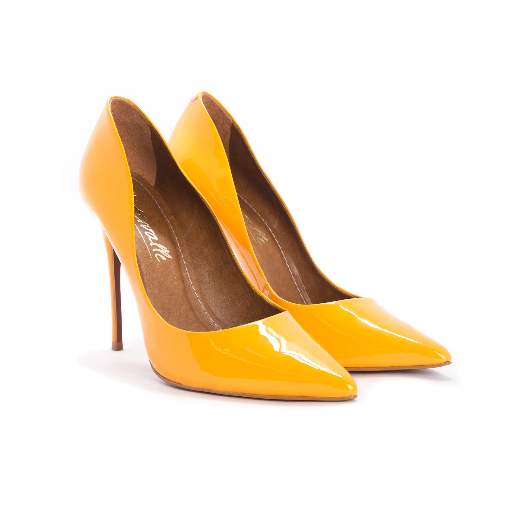 mustard patent shoes