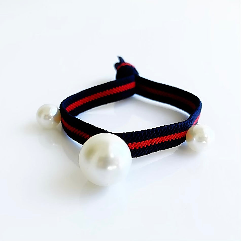 Gucci Style Red Stripe Navy Hair Tie 