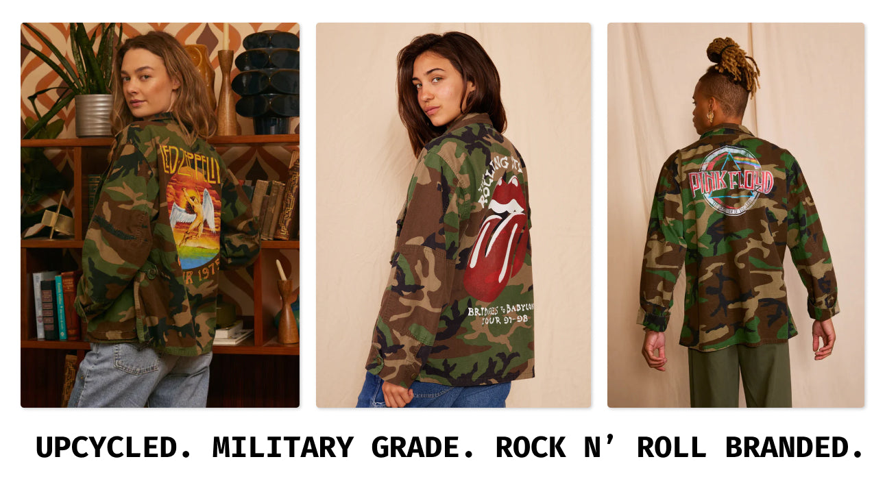 An image showcasing 3 camo jackets