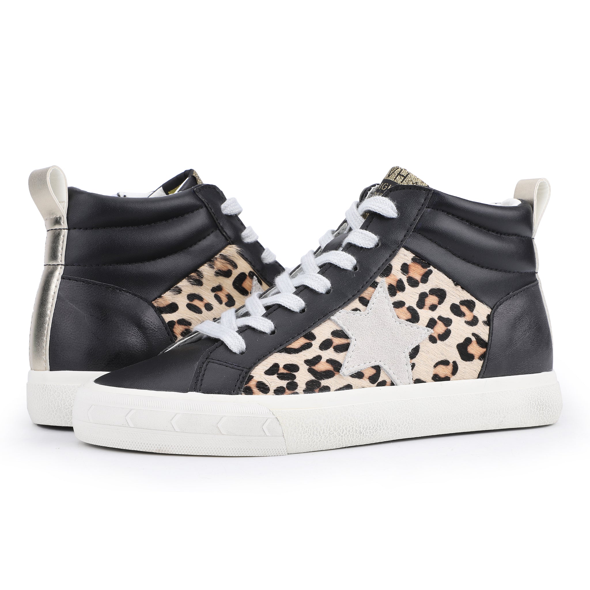 Lester Black with Leopard, Met. Gold Star High Top Vintage Havana Snea ...