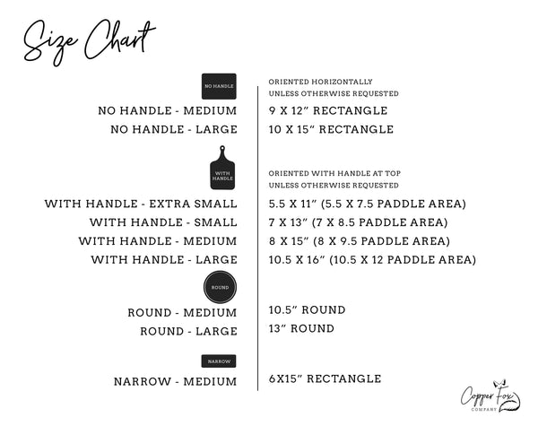 Cutting Board Size Chart