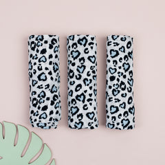 Blue Leopard Print Muslin Squares _ Bullabaloo