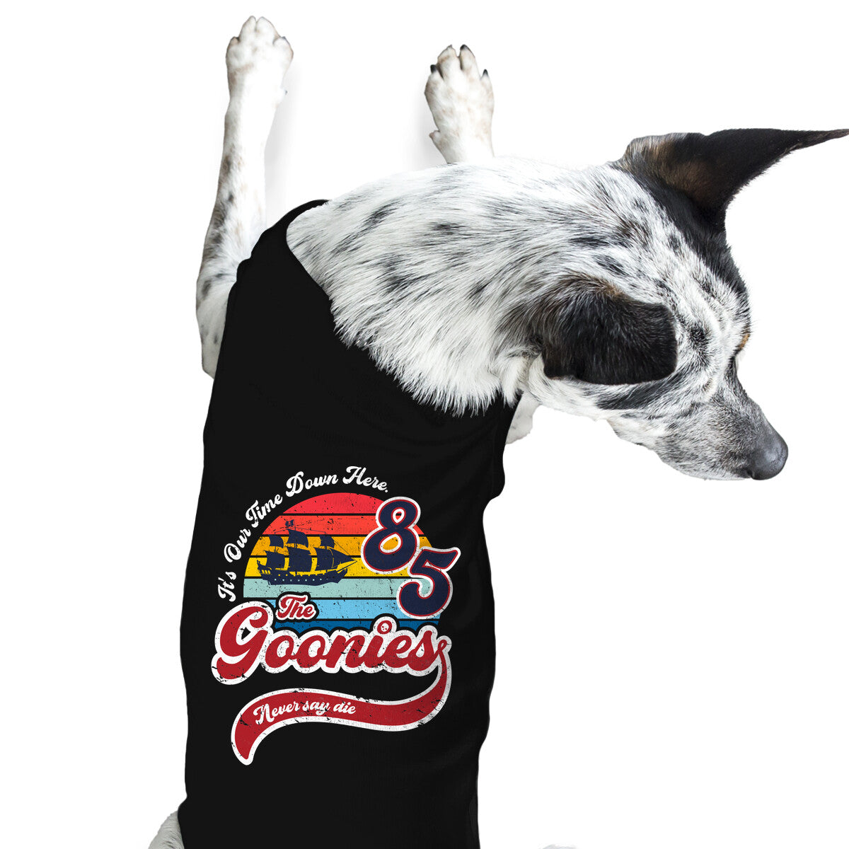 Goonies Never Say Die-dog basic pet tank-DrMonekers by TeeFury