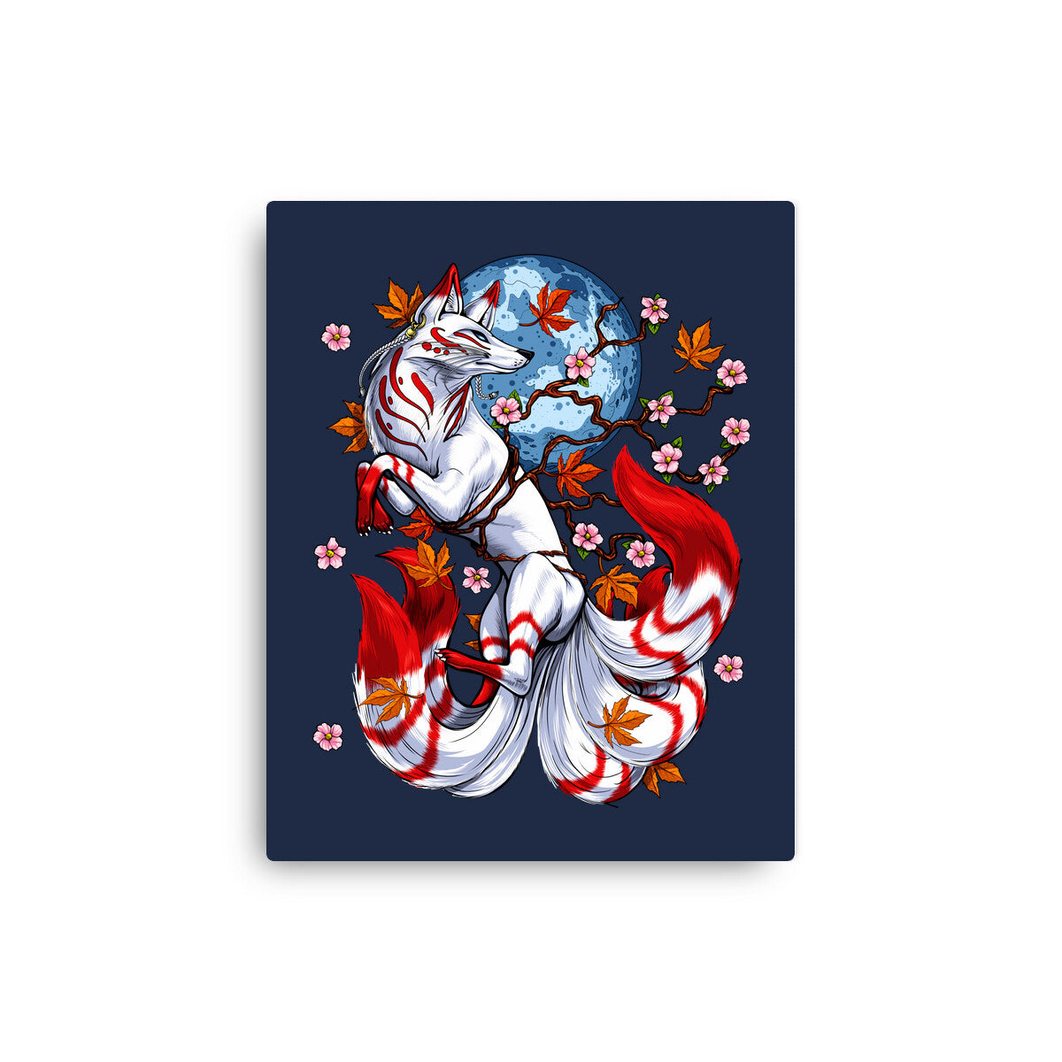 Kitsune Japanese Fox-none stretched canvas-Anes Josh by TeeFury