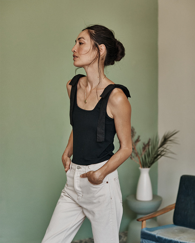 The Softest Ribbed Tie-Shoulder Tank - Main