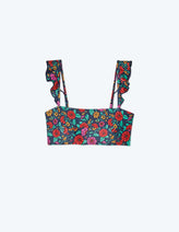 The Ruffle Oasis Bikini Top - Midnight Bloom Nav Image 7
