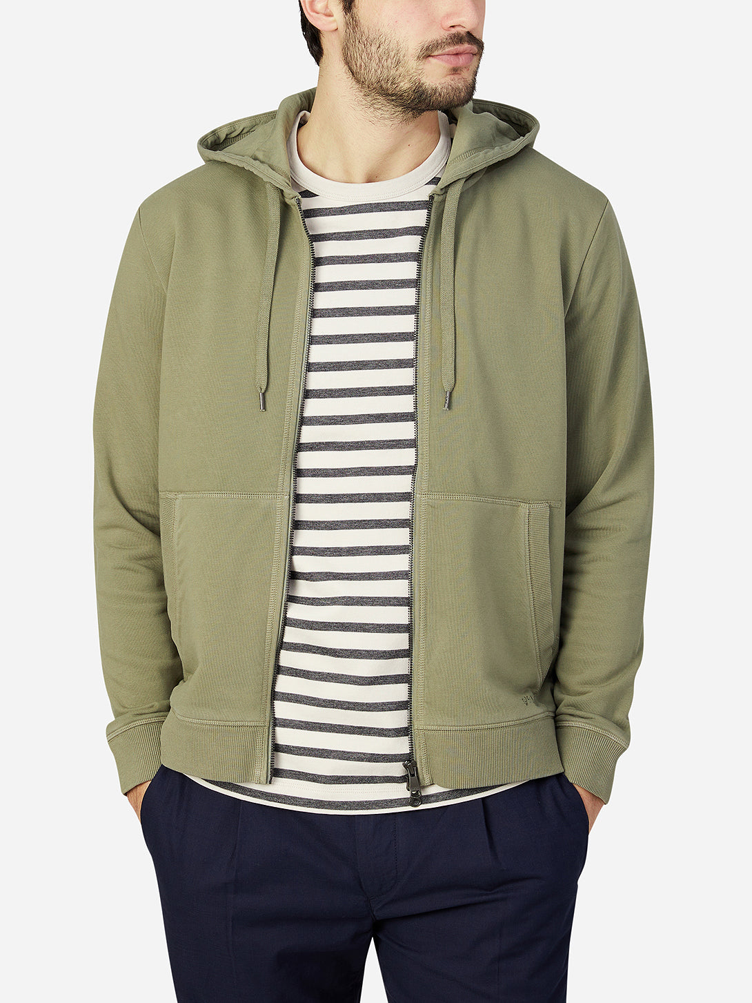 olive green zip hoodie