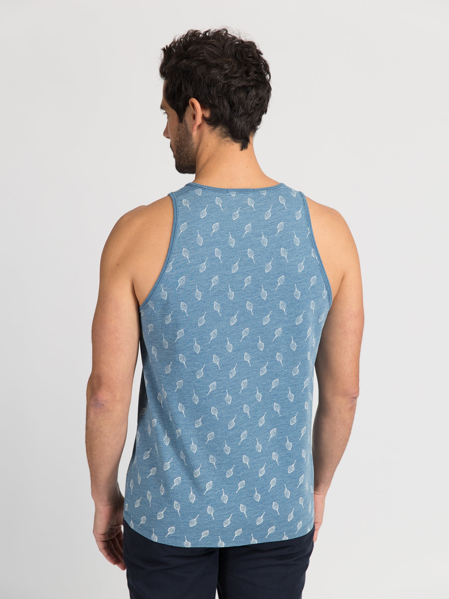 Leaf Print Indigo Tank