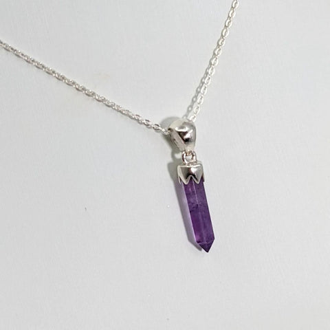 Amethyst Dainty Point 18" Sterling Silver Necklace with Chain
