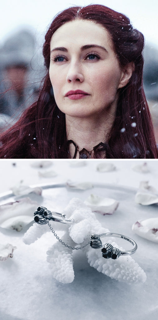 game of thrones jewellery - melisandre or the red woman / red priestess will wear a necklace choker that grants her youthfulness and longevity or some endless stacked double rings