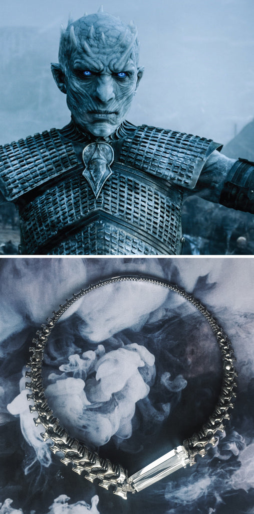 game of thrones jewelry - what jewellery should our favourite GoT characters wear? The Night King of the White Walkers should wear a dark gothic vertebrae bone choker that alludes to his madness and the cold... A design that perfectly encapsulates winter is coming