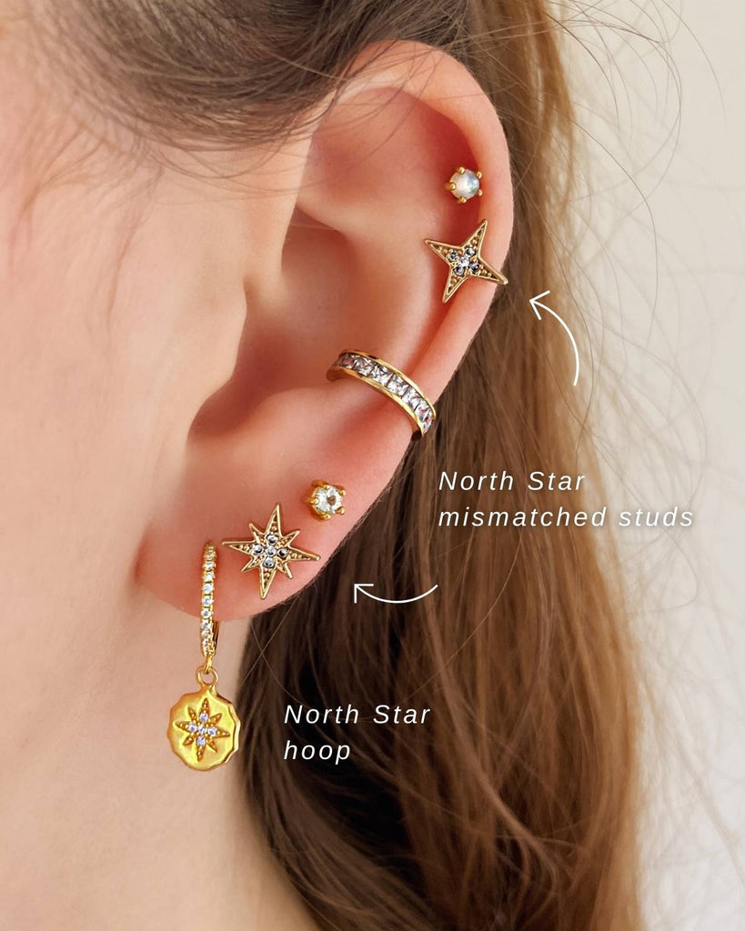north star hoop and mismatched studs