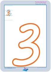 VIC Modern Cursive Font numeracy and literacy handwriting worksheets. Large letters and numbers.