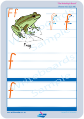 SA Modern Cursive Font Australian animal alphabet worksheets. SA alphabet handwriting and tracing worksheets.