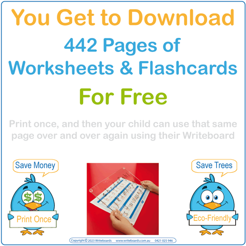VIC School Readiness Kit for VIC, WA & NT include 442 pages of Free Worksheets & Flashcards