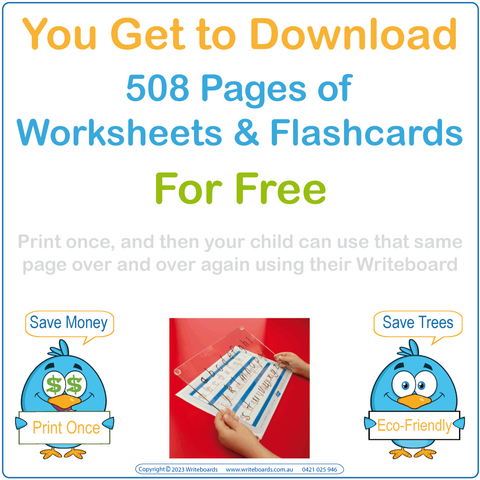 School Starter Kit for VIC & WA include 508 pages of Free Worksheets & Flashcards