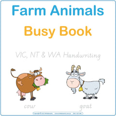 Teach Your Child about Farm Animals using VIC, NT and WA Handwriting