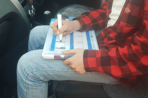 Special Needs Handwriting Kit comes with a sturdy tin that doubles as a lap table