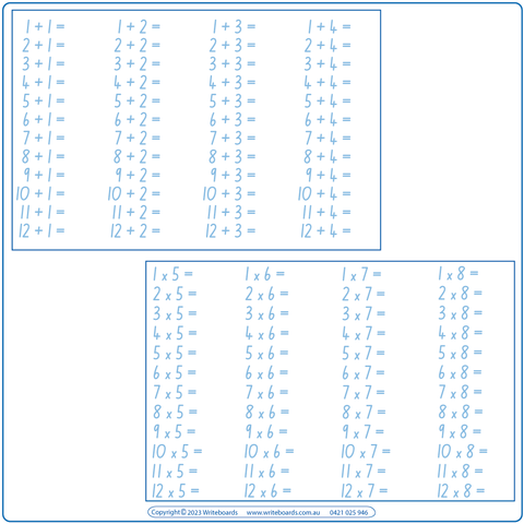 NSW School Handwriting Kit include Maths Worksheets from 1 to 12