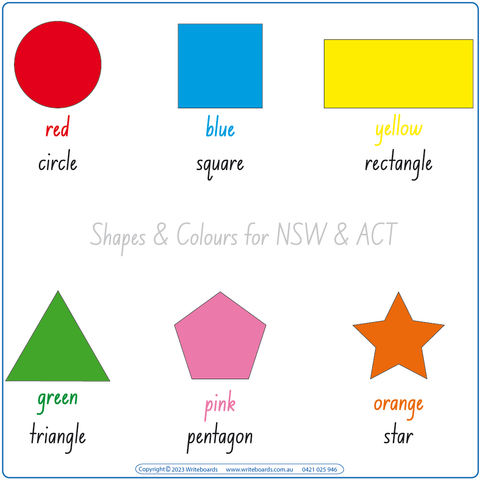 NSW School Starter Kit includes Shape and Colour Worksheets & Flashcards