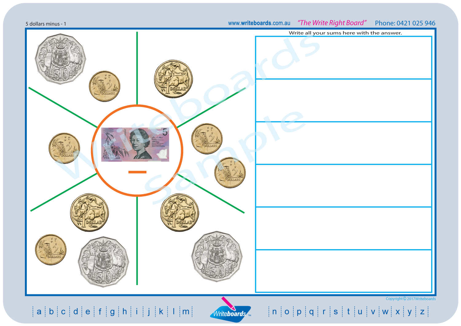 australian money notes writeboards childrens