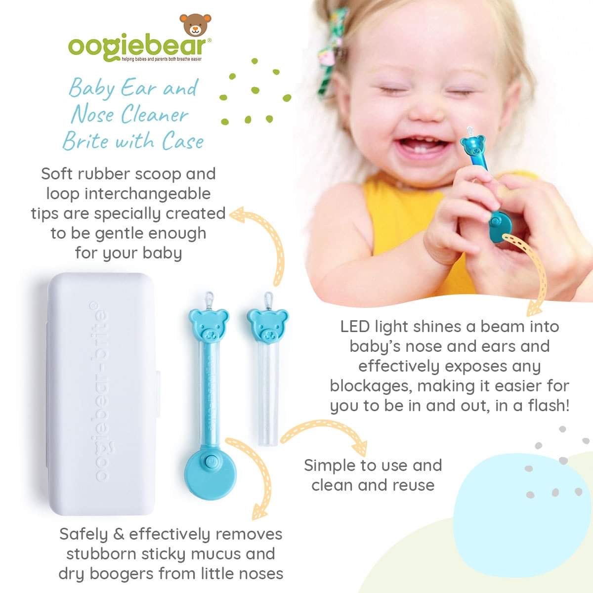 Eztotz Nose Hero - Baby Nose and Ear Cleaner Tool - Made in USA 100% Soft  Flexible Rubber Infant Booger Picker - Essential Baby Care Products - Nasal