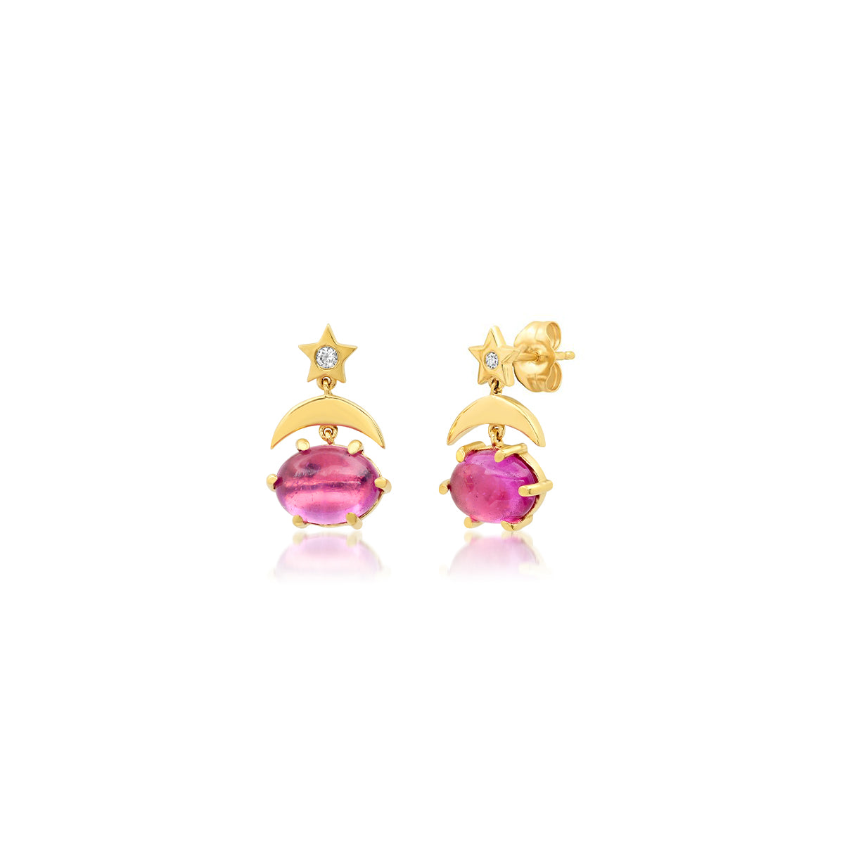 Mini Cosmo Grass Field Pink Sapphire Drop Earrings