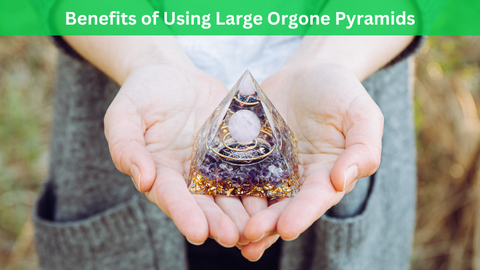 Large orgone pyramids on the hand that reflecting as cure ingredients