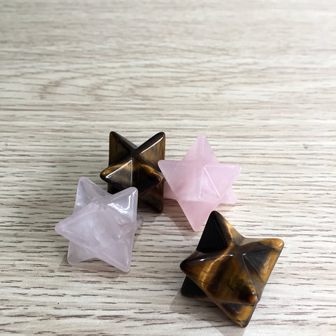 natural small rose quartz crystal merkaba star tetrahedron