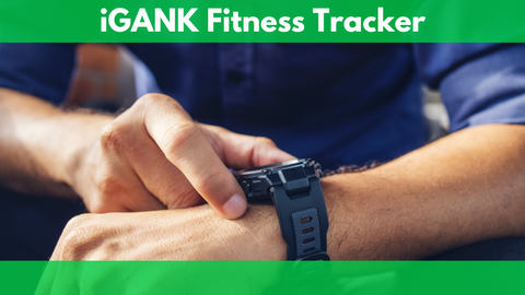 A boy on the setting up his iGANK Fitness Tracker over the left hand wrist.