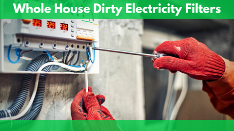 A technician with screw driver setting up a dirty electricity filter.