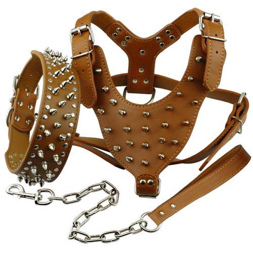Spiked Studded Leather Dog Harness 