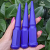 32 pc 9/16-18 flat purple spike lug nuts 4.5" tall powder coated durable coating