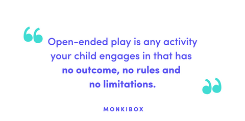 Open-ended play is any activity your child engages in that has  no outcome, no rules and  no limitations.