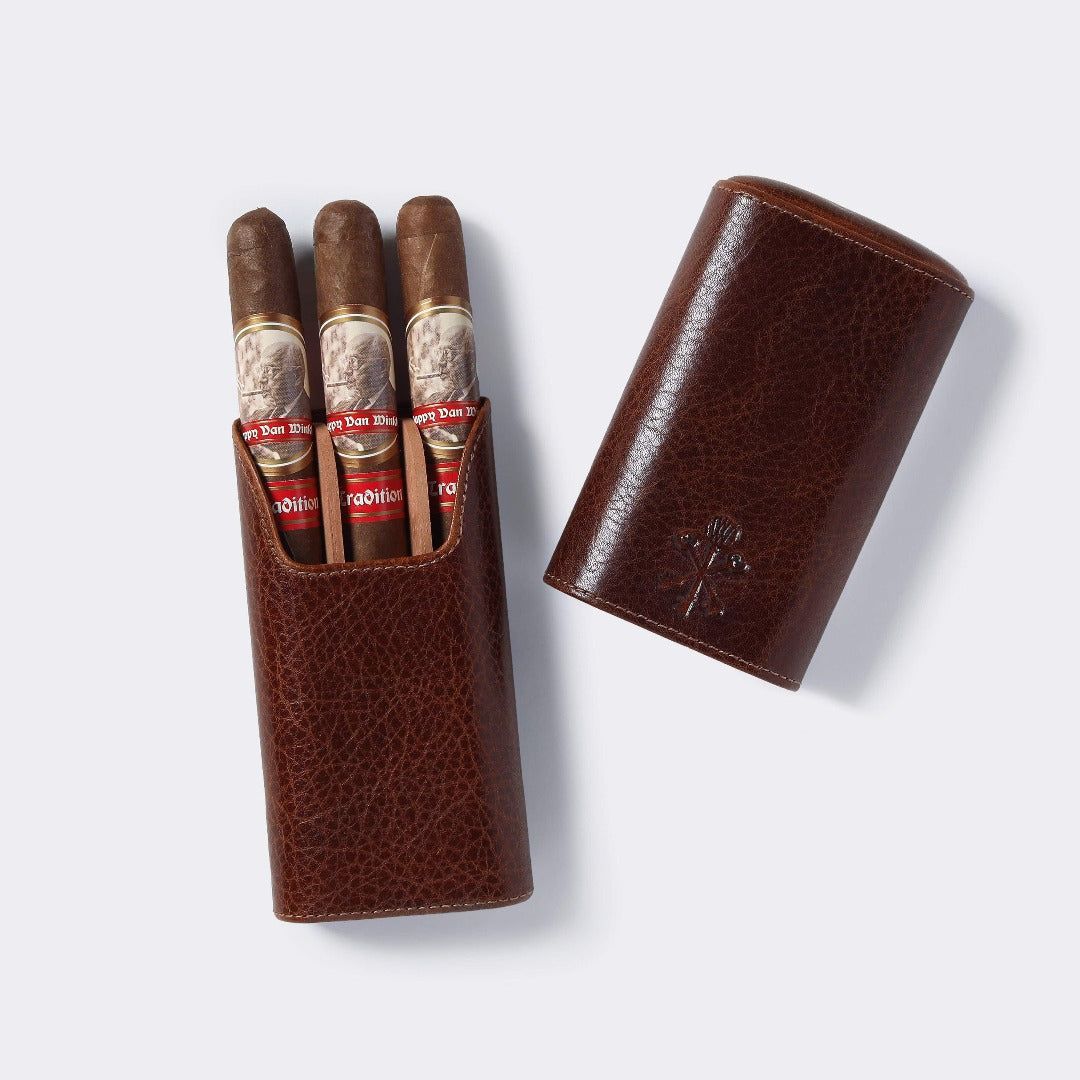 Havana Oiled Saddle Leather Cigar Case - Russet