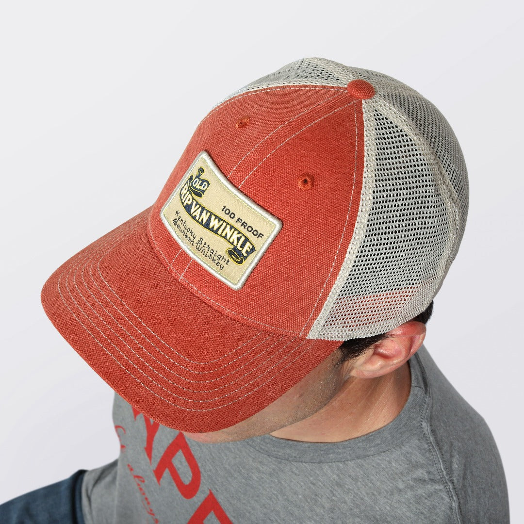 Orange Vintage Bourbon Label Trucker Hat Shop Pappy Company