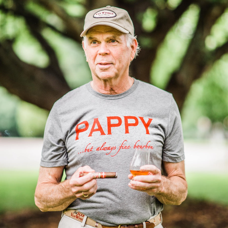 Unisex Grey Tshirt Pappy But Always Fine Bourbon Shop Pappy & Company