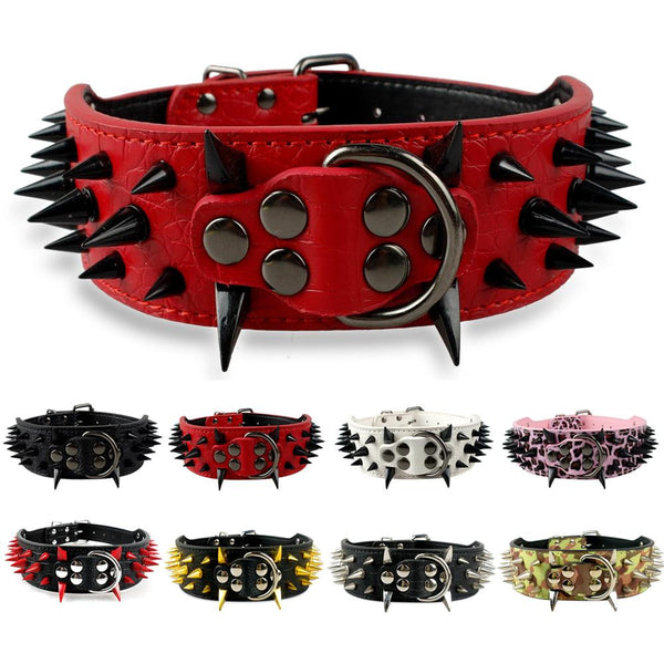 leather spiked dog collars