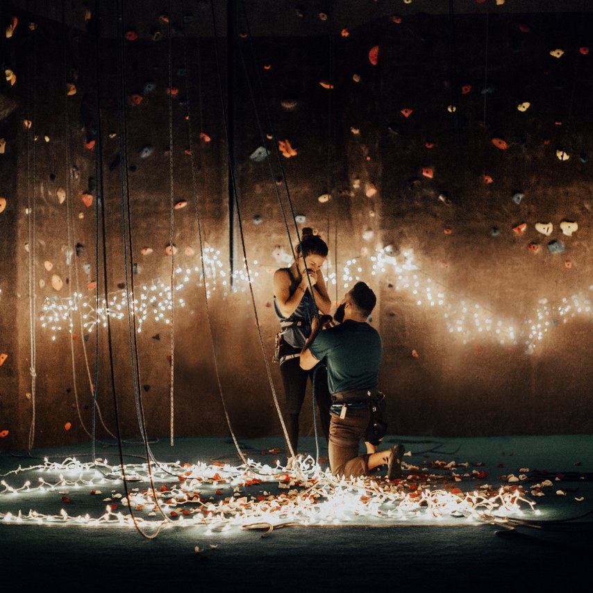 Marriage Proposal with Decoration with lights