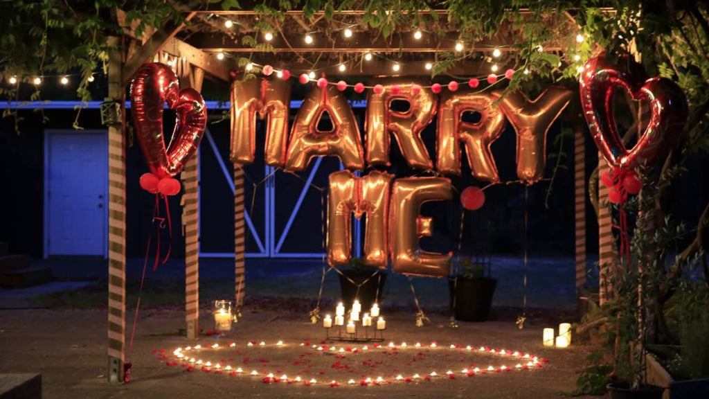 Propose marriage using letter balloons