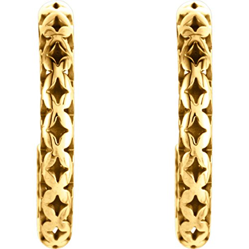 Pierced Style J-Hoop Earrings, 14k Yellow Gold 124.5x2.7mm