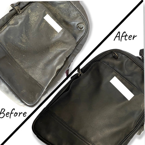 leather backpack before & after refinishing