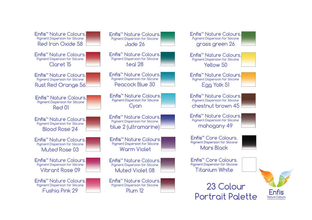 enfis nature colours silicone pigment 23 colour portrait palette to make paint