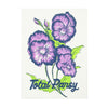 Total Pansy with purple flowers and green leaves Screenprinting by Kieran Dunn