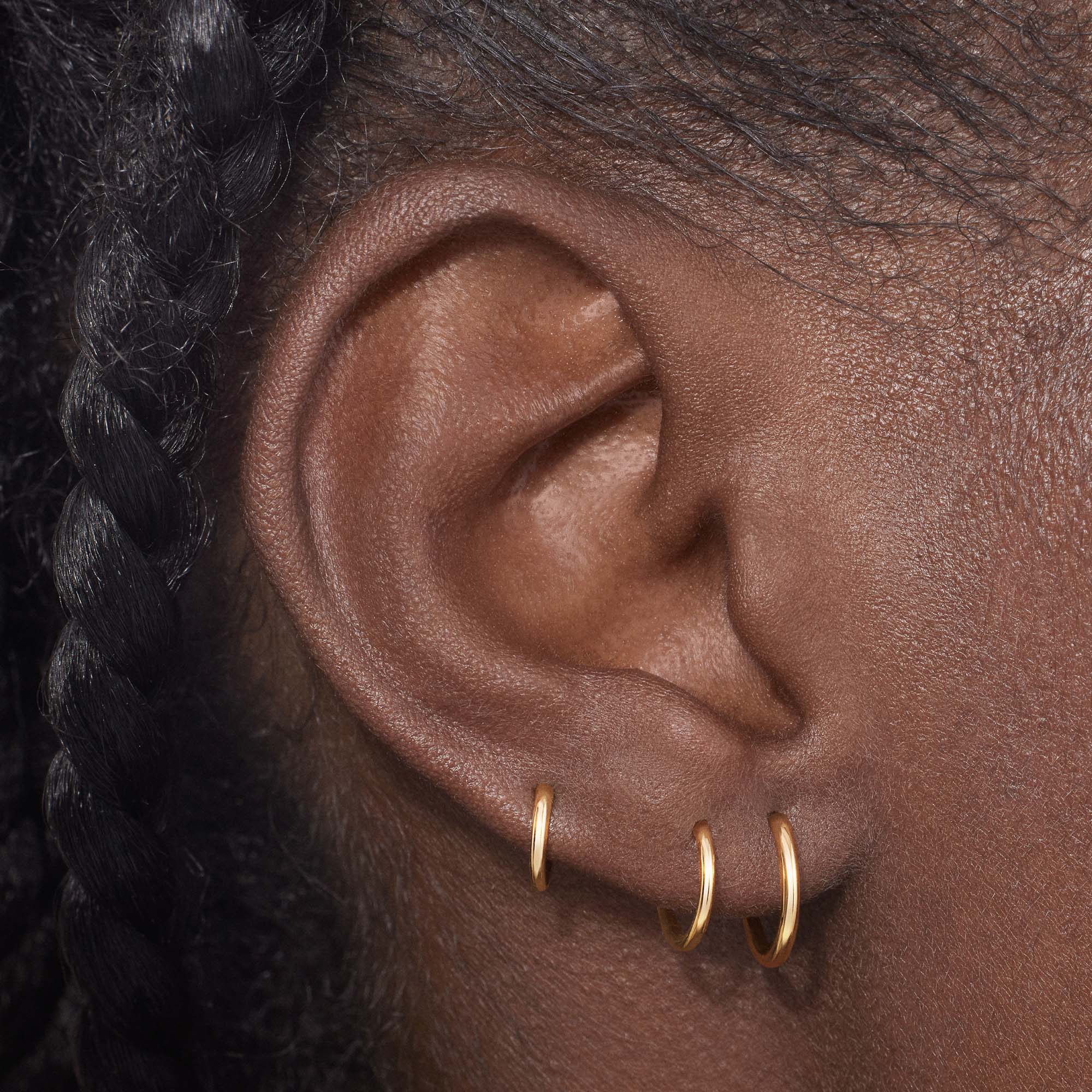14K Solid Gold Tiny Pave Huggie Hoop Earrings 8mm – J&CO Jewellery