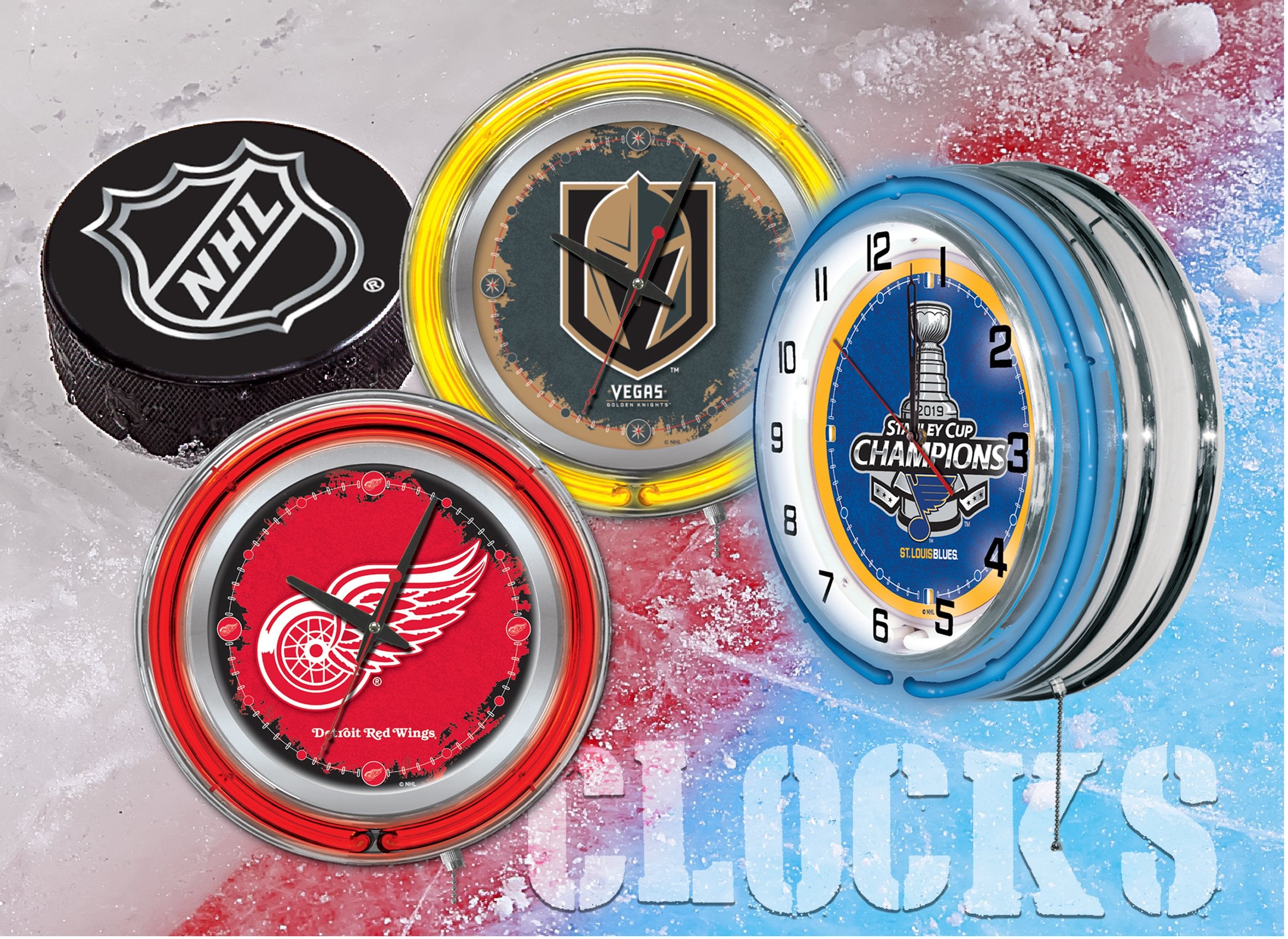 Vegas Golden Knights - 2023 Stanley Cup Champions Double Neon Wall Clock 19