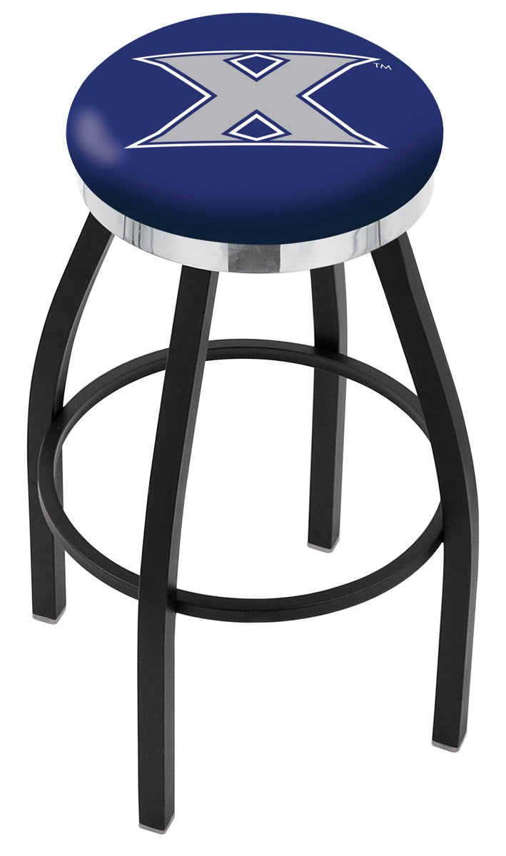 Holland Bar Stool 30 Black Wrinkle Xavier Swivel Bar Stool with Chrome Accent Ring