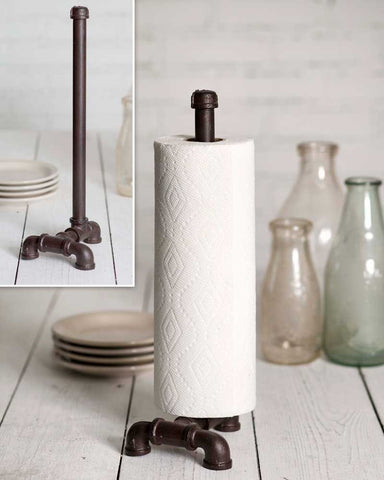 Rustic Ldr Iron Pipe Countertop Paper Towel Holder And Matching