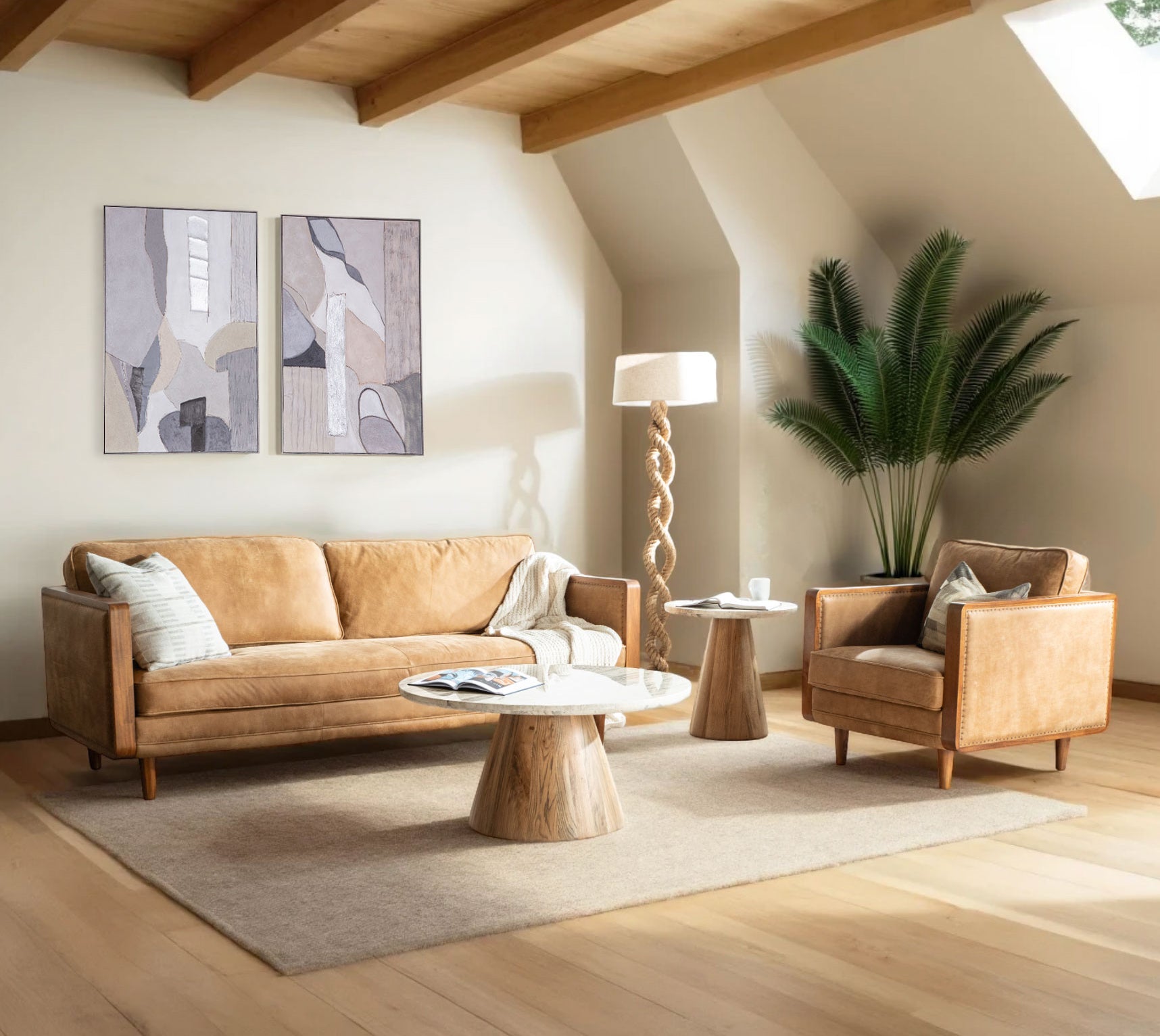 Victoria Sofa in Outback Tan Leather - Image 3
