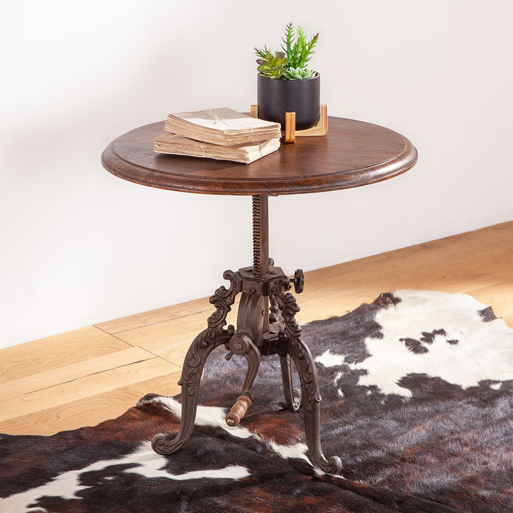 Regina French Industrial Crank Side Table 